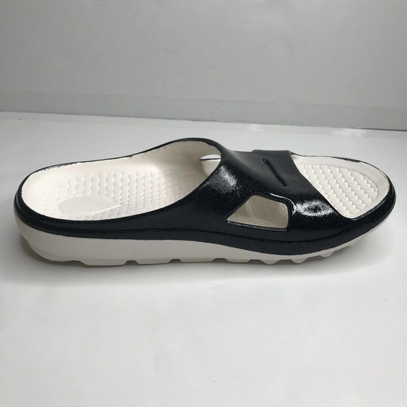 Spenco Fusion 2 Pearlized Slide Womens 10 Mens 9 Black Recovery Sandal Arch - Picture 6 of 8